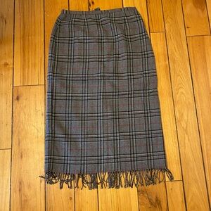 Vintage Sag Harbor Plaid Wool Blend Tassel Skirt Women's Size 14 - NWT